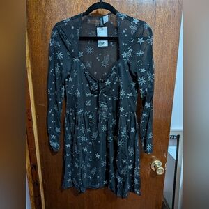 H&M Divided Black Dress With Silver Stars BNWT BWT